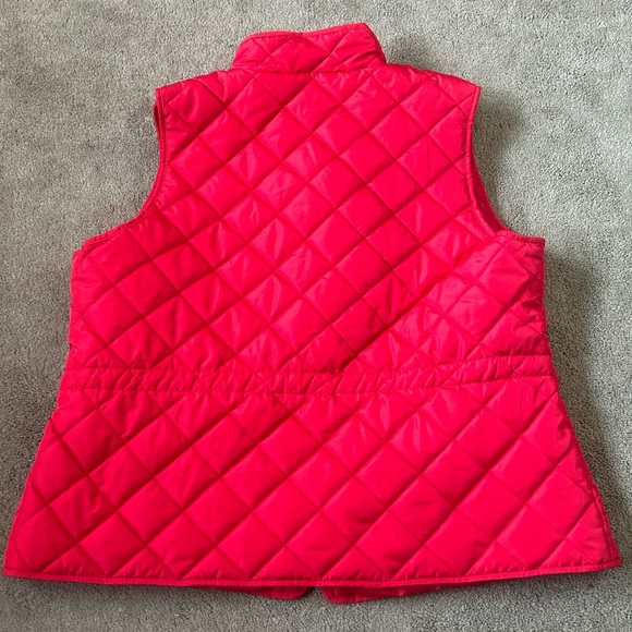 St. Johns Bay Red Gold Accent Puffer Vest Full Zip Front Pockets Woman’s Size 1X - Picture 9 of 10
